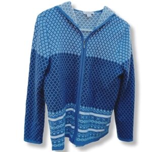 Christopher & Banks Cardigan Hoodie Sweater Size M Full Front Zip Blue